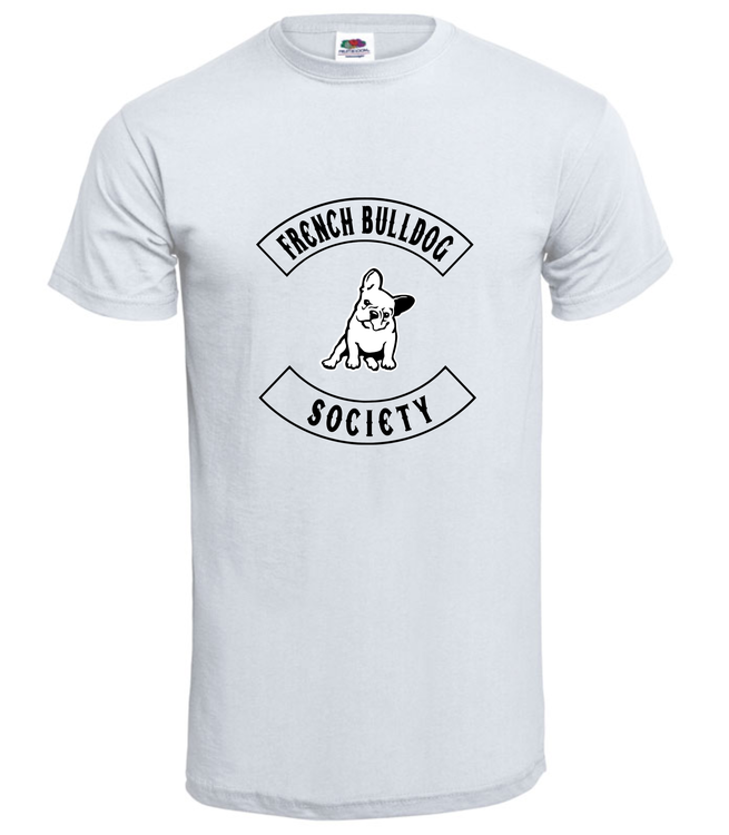 TShirt-franskbulldogsociety-Vit Herr-T-shirt -tryckfram