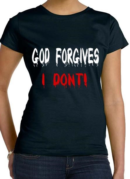 Tshirt God Forgives-Svart Tshirt Dam