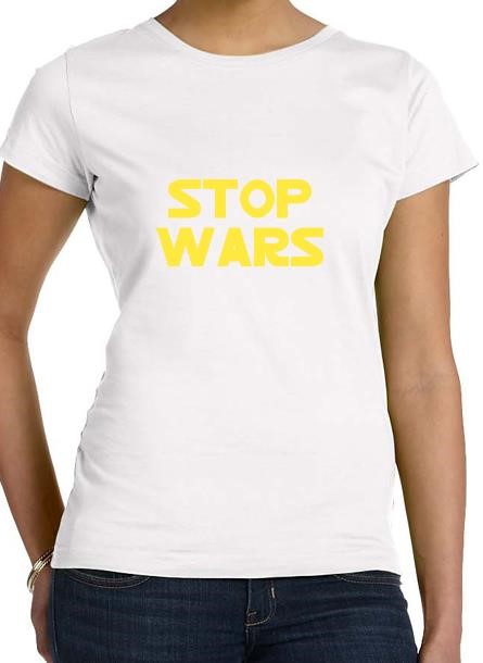 Tshirt Stop Wars-Vit Tshirt Dam