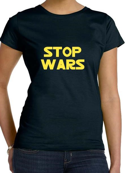 Tshirt Stop Wars-Svart Tshirt Dam