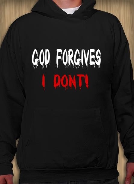 Hoodie God Forgives- Svart Hoodie