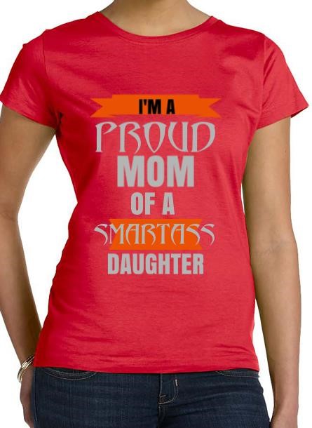 Tshirt Proud Mom Daughter-Röd Tshirt Dam