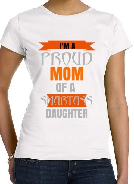 Tshirt Proud Mom Daughter-Vit Tshirt Dam