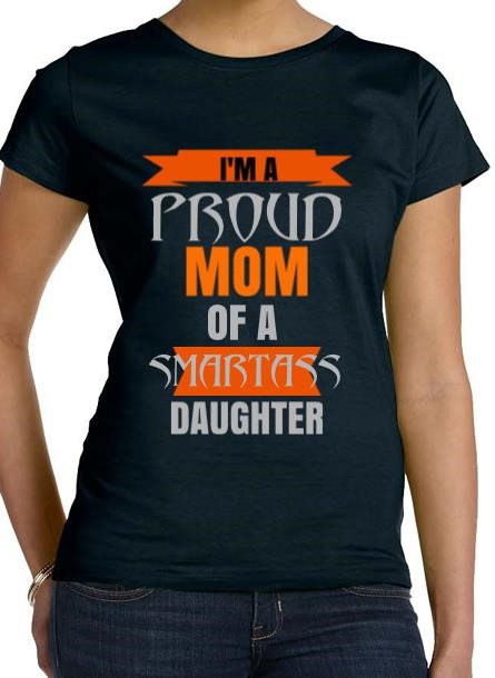 Tshirt Proud Mom Daughter-Svart Tshirt Dam