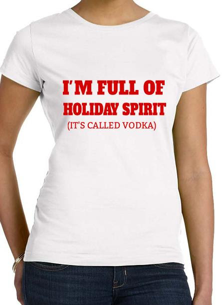 T-Shirt-Holiday Spirit-Vit Dam Tshirt