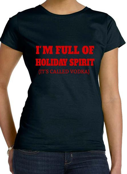 T-Shirt-Holiday Spirit-Svart Dam Tshirt