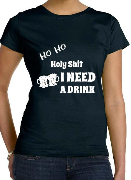 T-Shirt-Ho Ho-Svart-Tshirt Dam