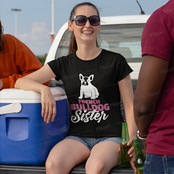 Fransk Bulldog Sister T-Shirt Svart/Vit