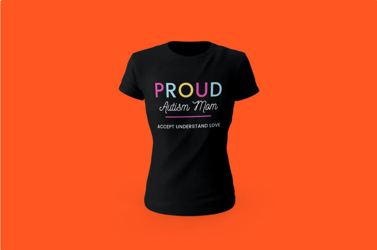 Lady Fit T-Shirt-Proud Autism Mom-Tshirt SvartDisplay T-Shirt