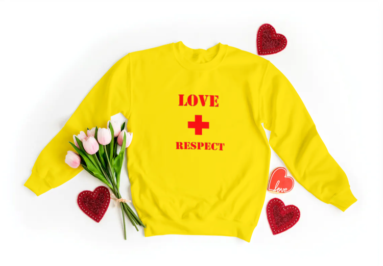 Sweatshirt med tryck-Love & Respect-Gul Sweatshirt-Display Sweatshirt-Unisex