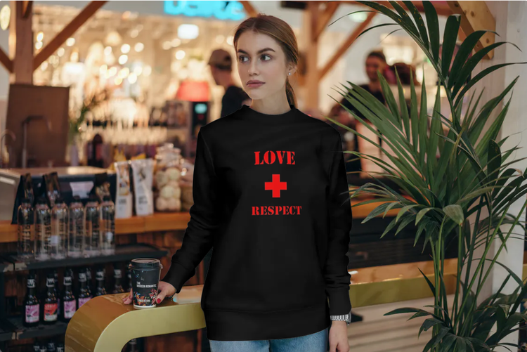 Sweatshirt med tryck-Love & Respect-Svart Sweatshirt-Female- Sweatshirt-Unisex
