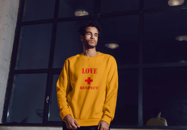 Sweatshirt med tryck-Love & Respect-Orange Sweatshirt-Herr- Sweatshirt-Unisex