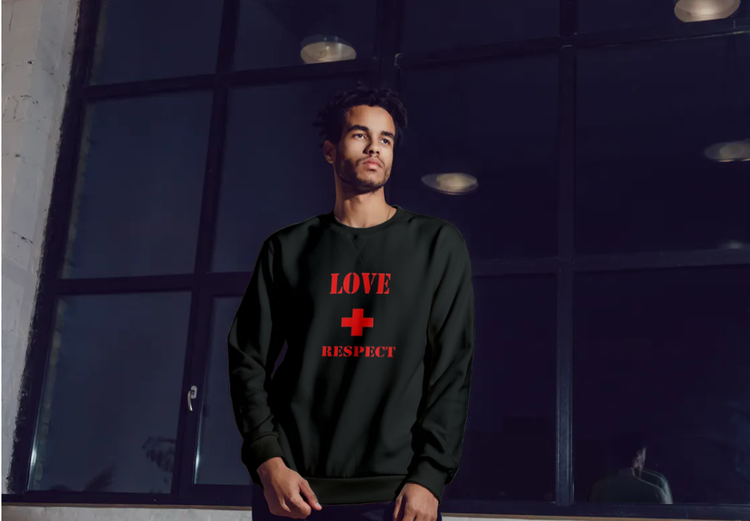 Sweatshirt med tryck-Love & Respect-Svart Sweatshirt-Herr- Sweatshirt-Unisex