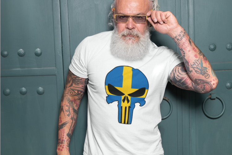 Tshirt med tryck, T-Shirt Swedish Skull