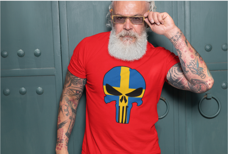 Tshirt med tryck, T-Shirt Swedish Skull