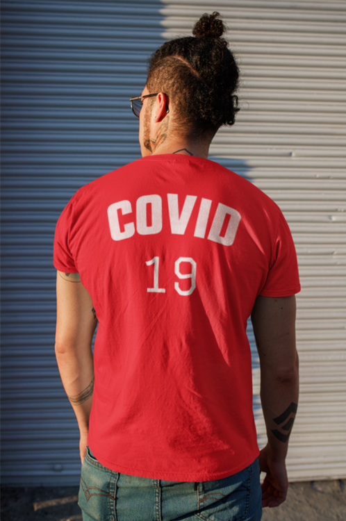 Covid 19 Tshirt Herr Röd