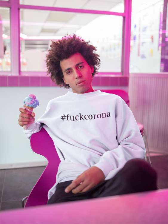 Sweatshirt med texttryck Fuck Corona , Fuck Corona Unisex Sweatshirt, Storlekar upp till 6xl