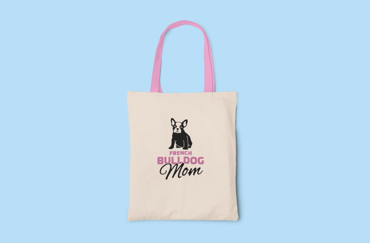 Fransk Bulldog Mom Tygkasse- French Bulldog Mom Tote Bags