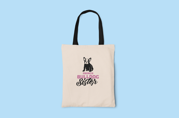 Fransk Bulldog Sister Tygkasse- French Bulldog Sister Tote Bags