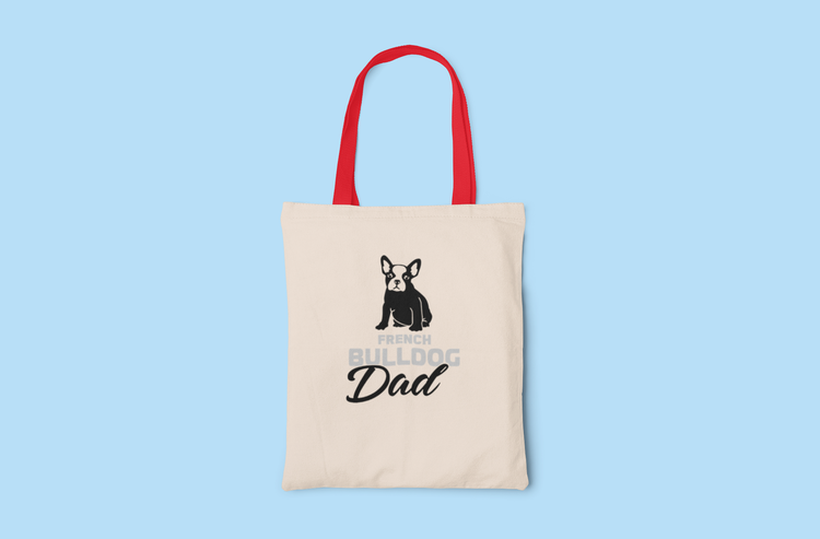 Fransk Bulldog Dad Tygkasse- French Bulldog Dad Tote Bags