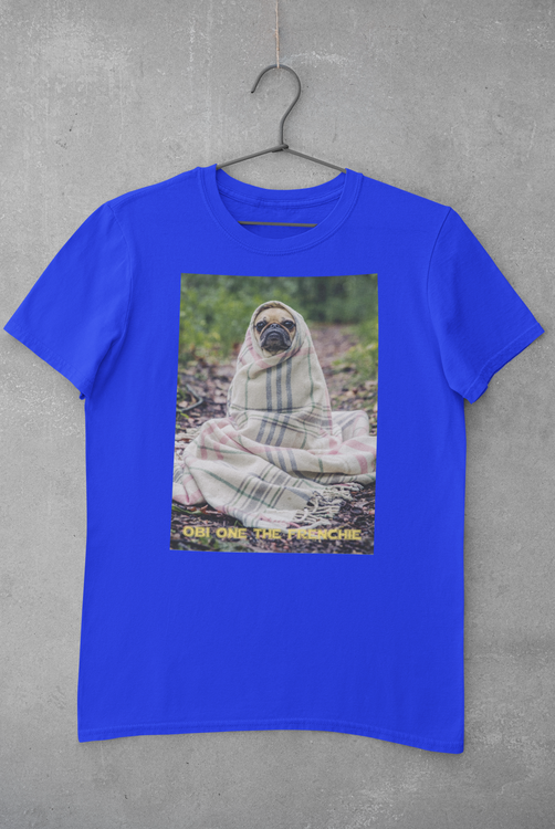 Fransk Bulldog T-Shirt, Frenchie T-Shirt Men Blue