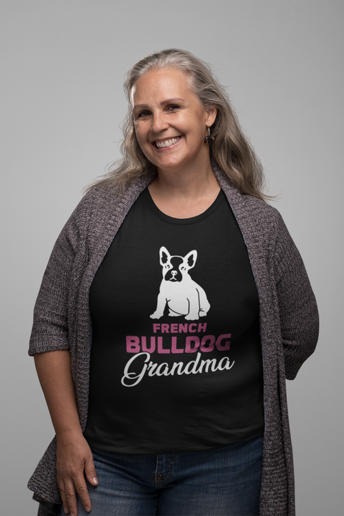 T-Shirts Fransk Bulldog. T-Shirt från The French Bulldog Family Collection med tryck French Bulldog Grandma