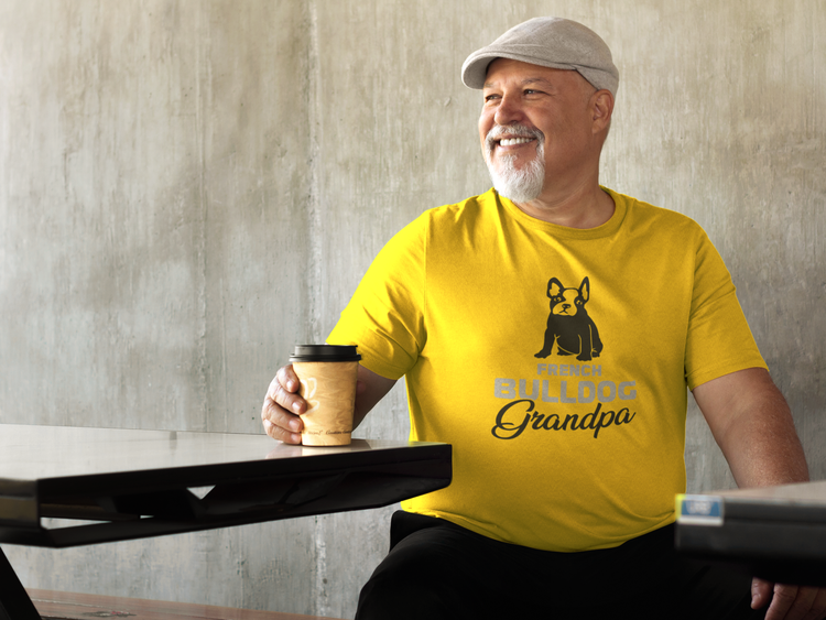 Fransk Bulldog T-Shirt, Fransk Bulldog Tshirt. Fransk Bulldog T-Shirt med tryck French Bulldog Grandpa