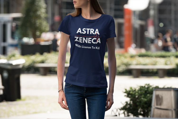 With License To Kill. AstraZeneca Tshirt