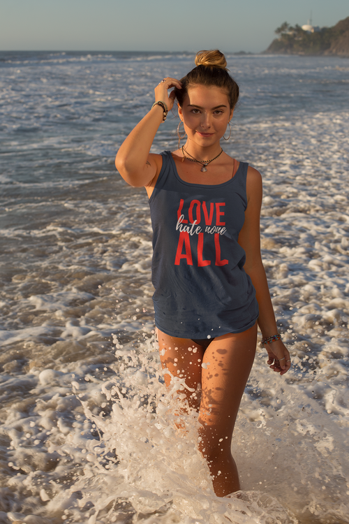Hate None Love All. Tank Top with a statement. Linne med kärleksbudskap. Stop The Hate Collection