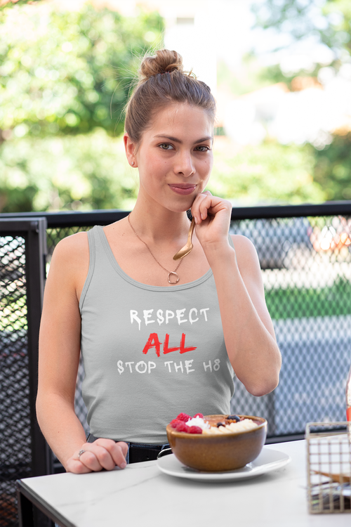 Damlinne. Dam Tank Top med trycket Respect All Stop The Hate. A part of The Statements Clothing Stop The Hate Collection