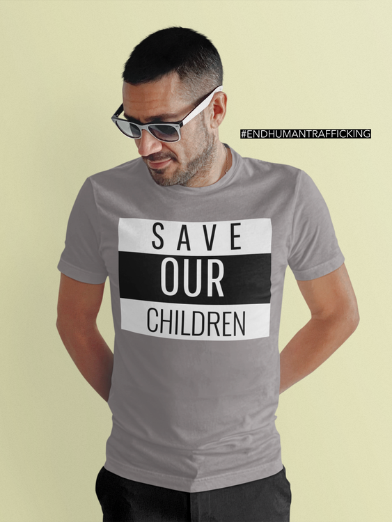 Tshirt Herr med tryck. Tröjor för herr med tryck. Till dig själv eller perfekta gåvan. Texttryck Save Our Children