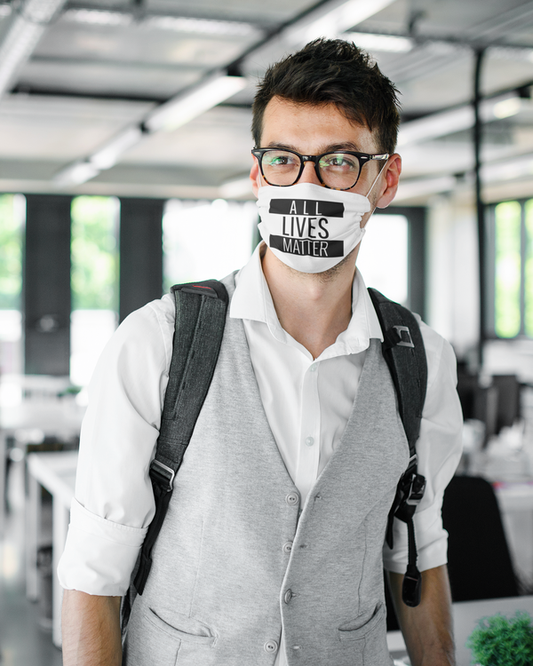 Ansiktsmask All Lives Matter. Facemask med starka budskap. Denna med text All Lives Matter