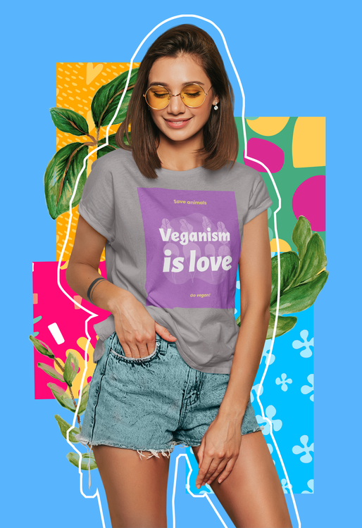 Veganism Is Love T-Shirt Dam