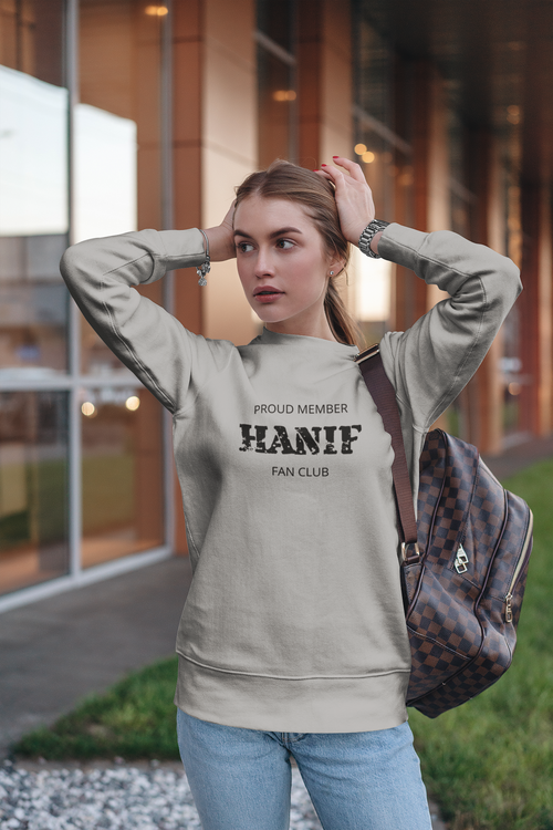 Vi som stödjer Hanif Bali, Sweatshirt med tryck. Hanif Bali Fan Club