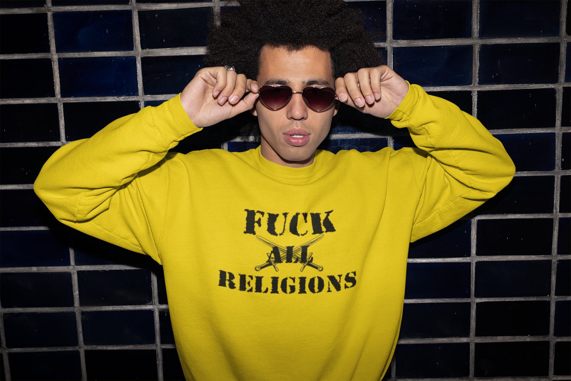 Antireligion Sweatshirt, Fuck All Religions, Ingen religion i vårt samhälle
