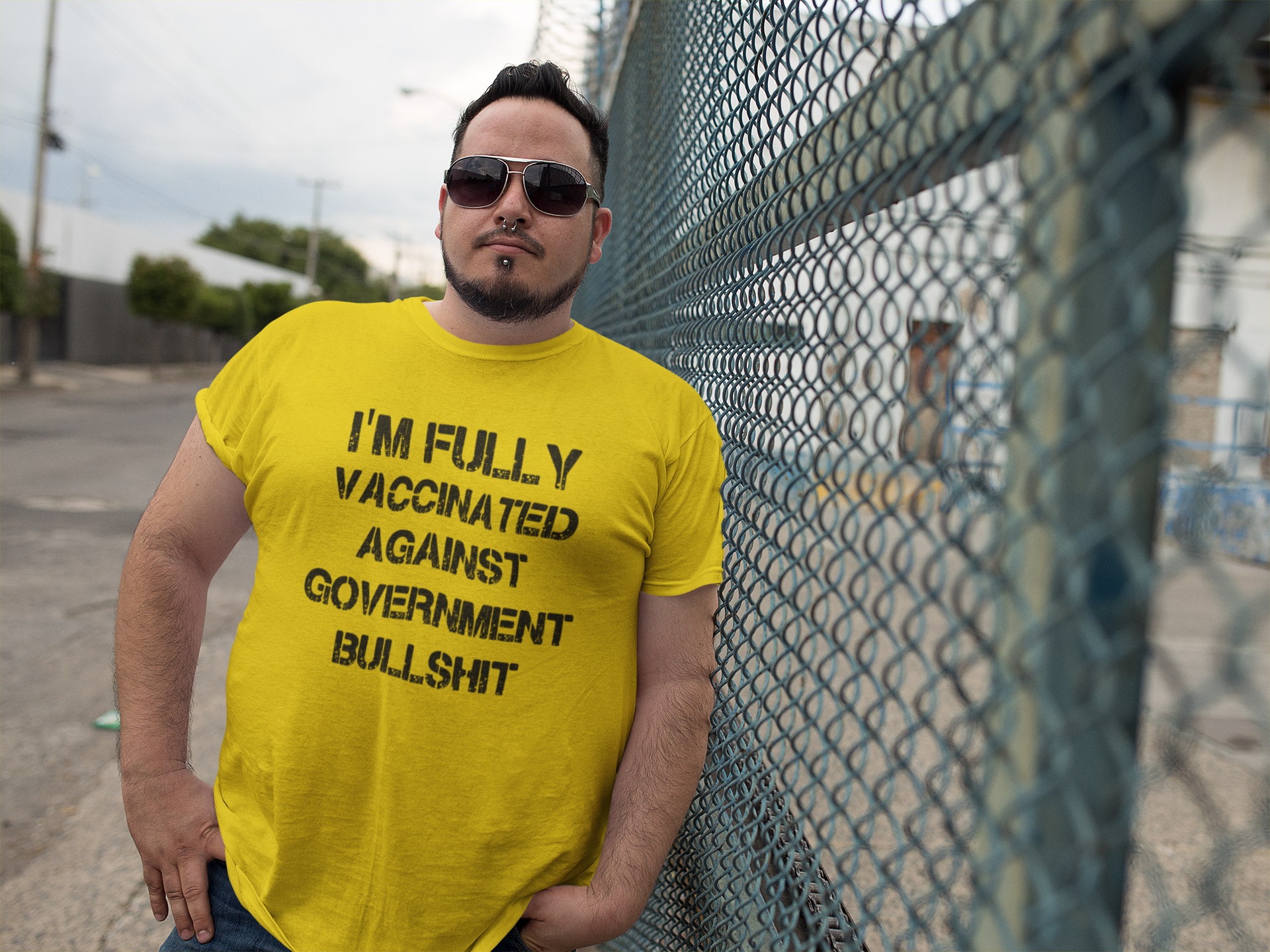 I'm Fully Vaccinated Against Government Bullshit. T-Shirt för den som fått nog av Regeringen. T-Shirt Herr