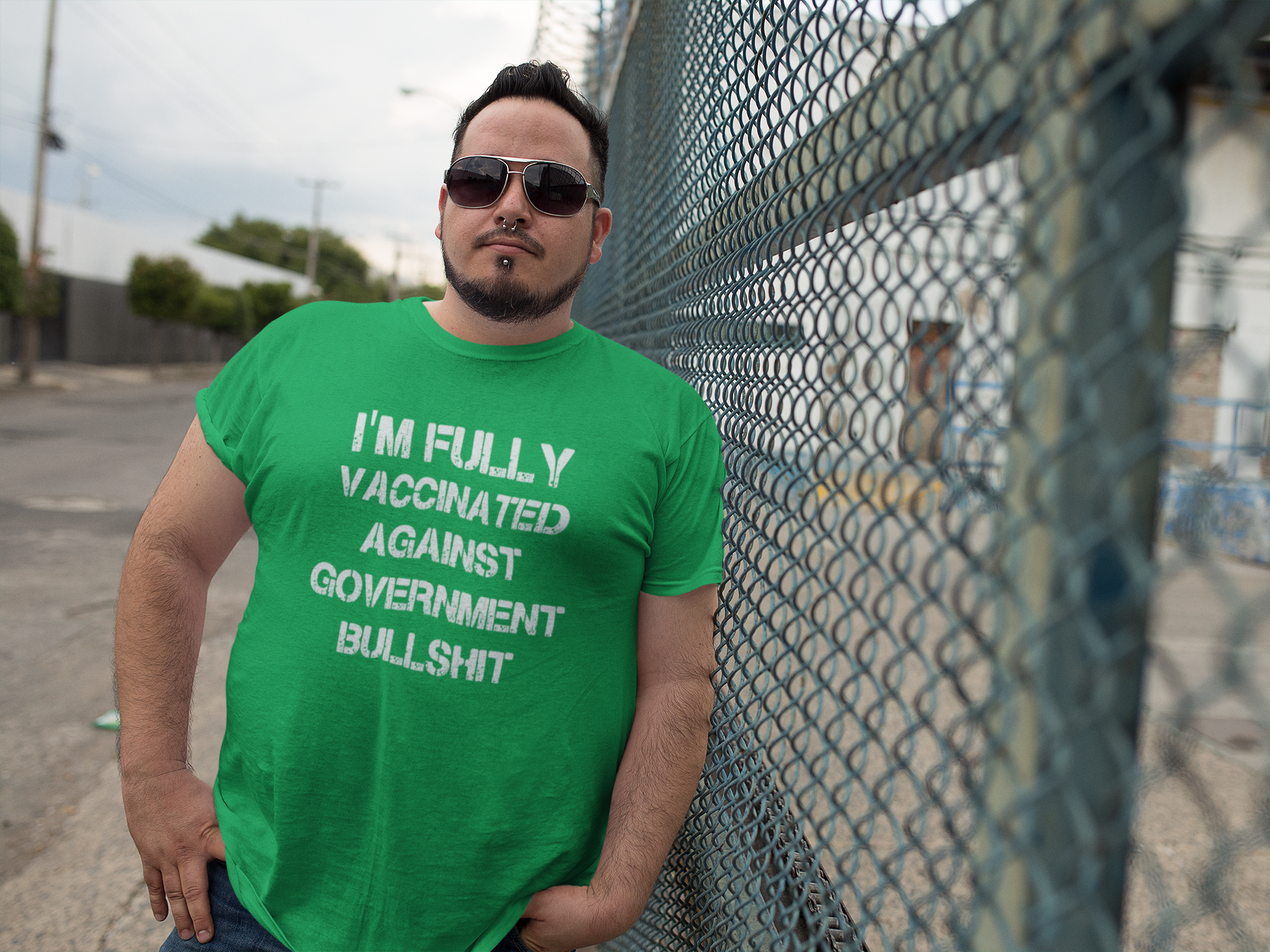 I'm Fully Vaccinated Against Government Bullshit, Tshirt Herr med massa olika tröjfärger