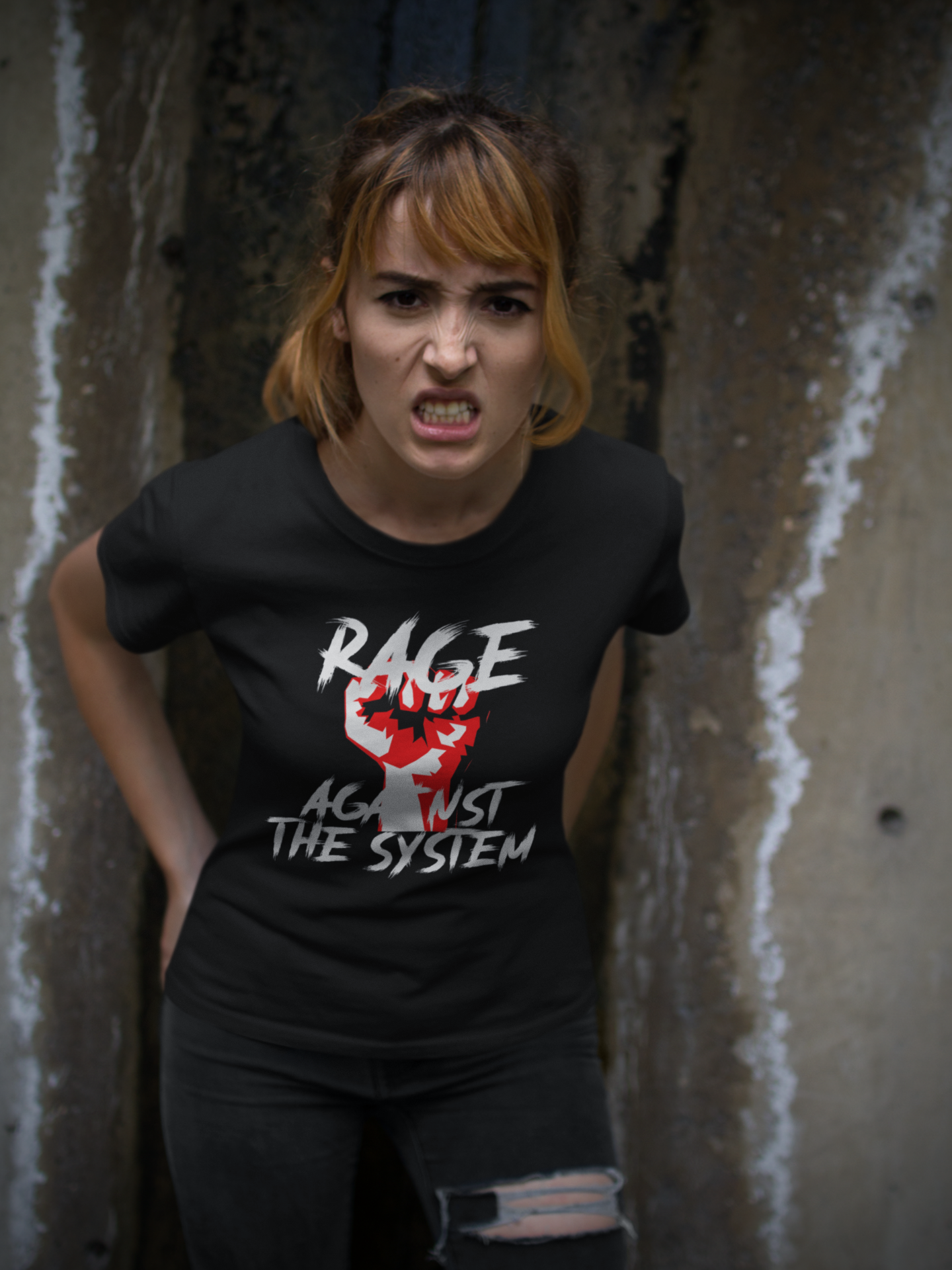 Tshirt Dam/Women, Rage against the system, Systemet har totalhavererat