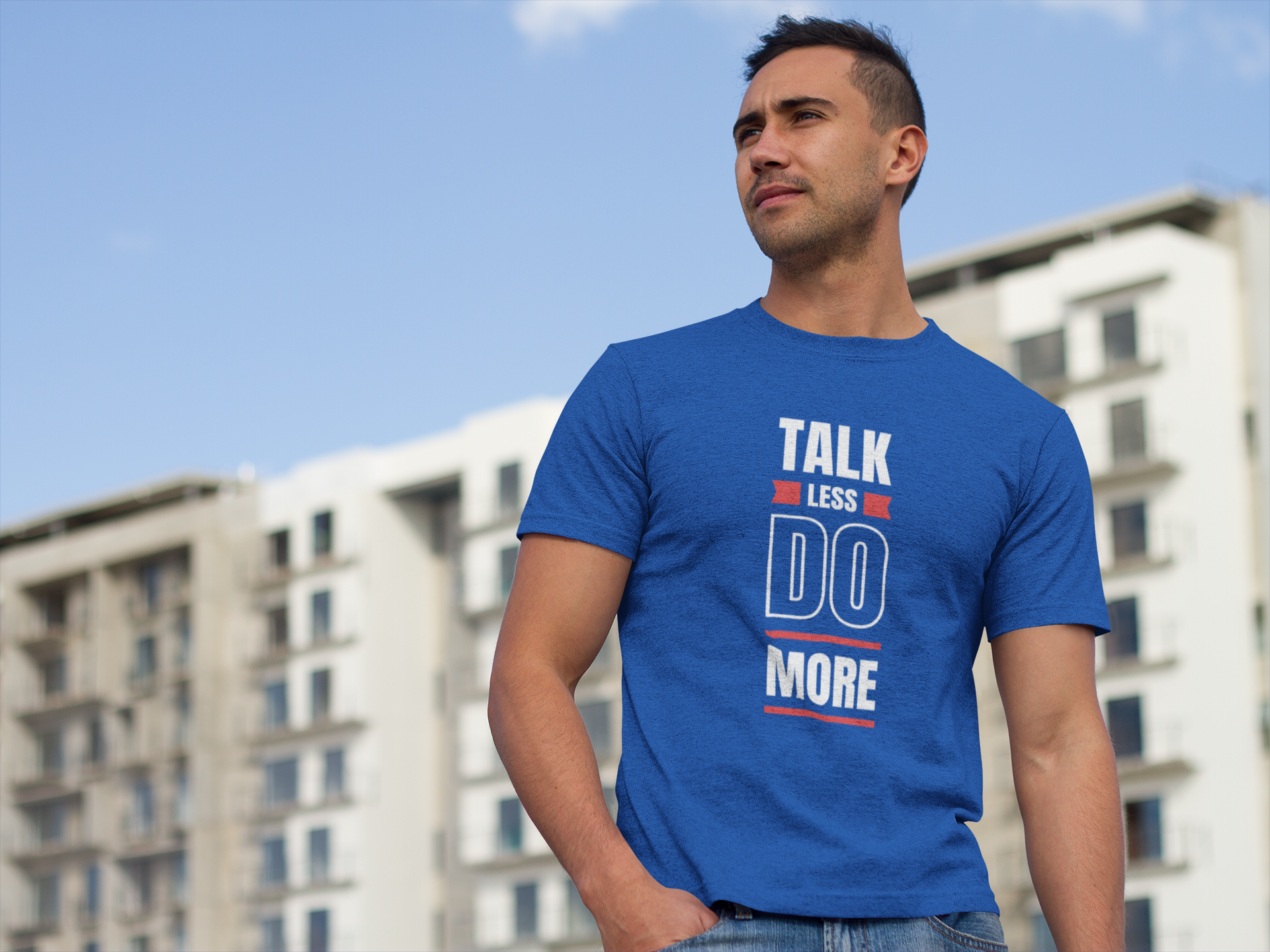 T-Shirt Män med text Talk Less Do more.  T-Shirt med unika tryck Från Statements Clothing
