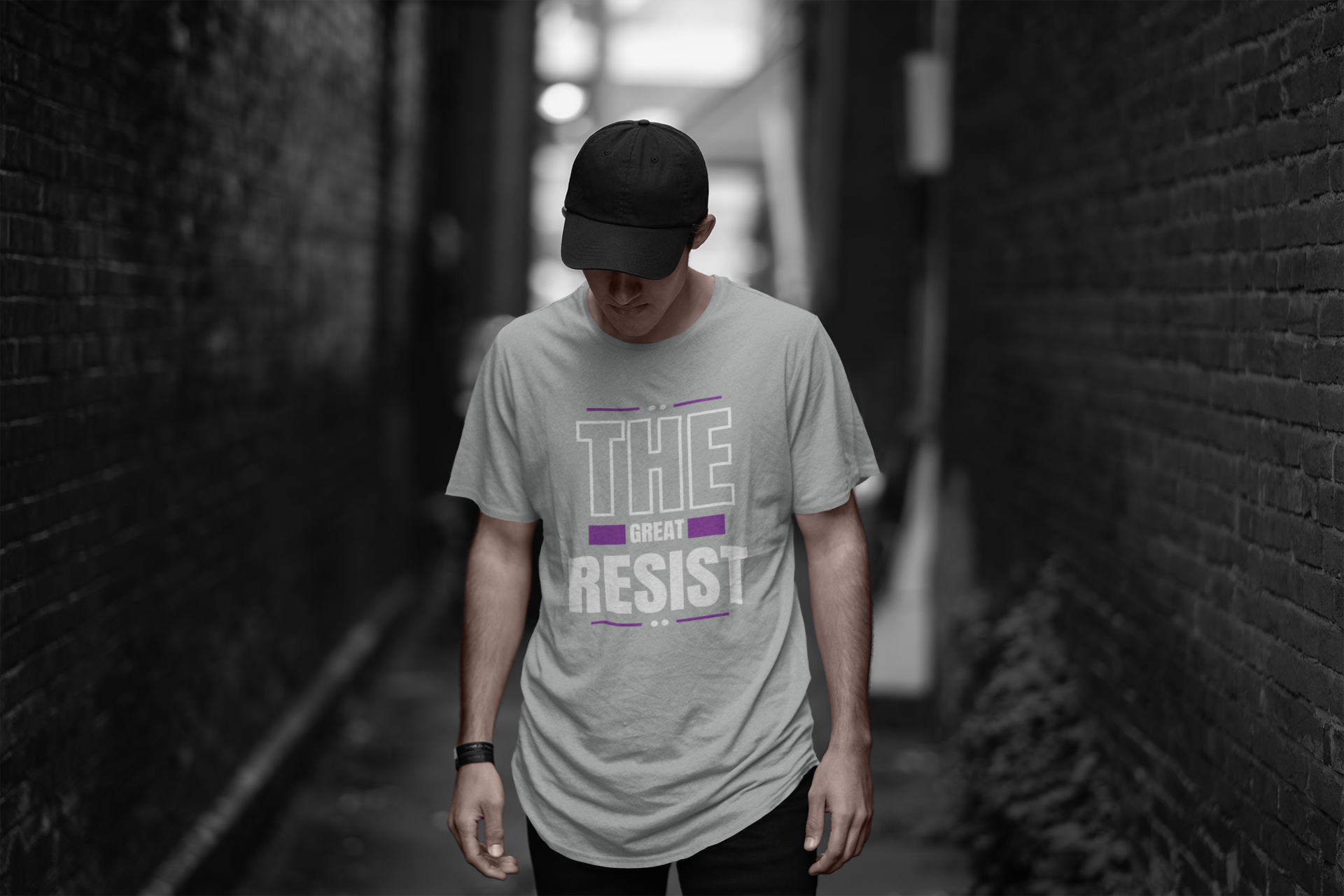 Herr Tshirt med tryck, Unika Motiv, Denna tröka med text The Great Resist