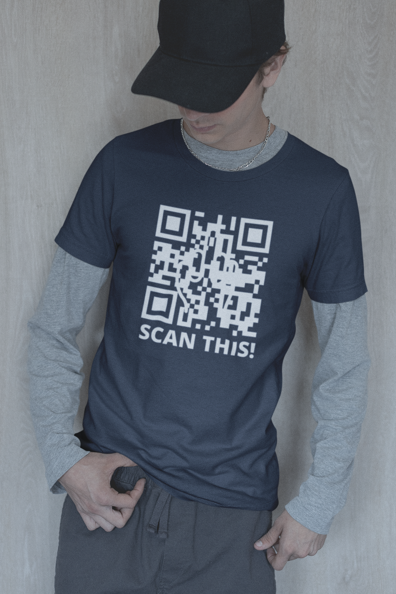 Herr T-Shirt ,Scan this! T-Shirt med unika motiv, Vaccinepass , Vaccinpass, Nej till vaccinpass