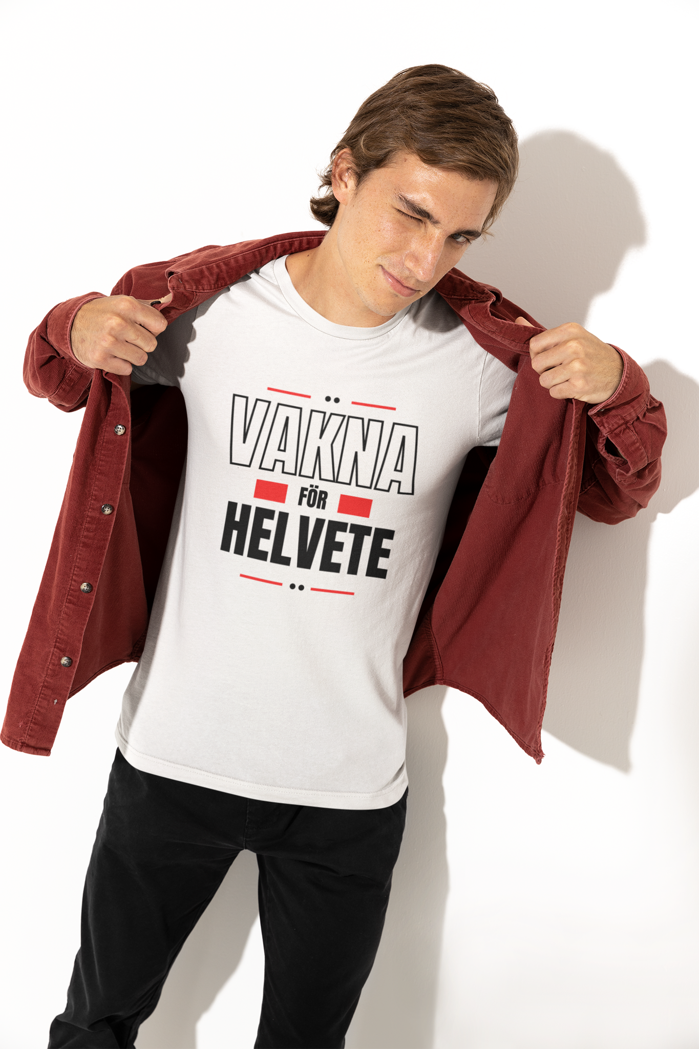 T-Shirt Herr med tryck/motiv, Vakna För Helvete