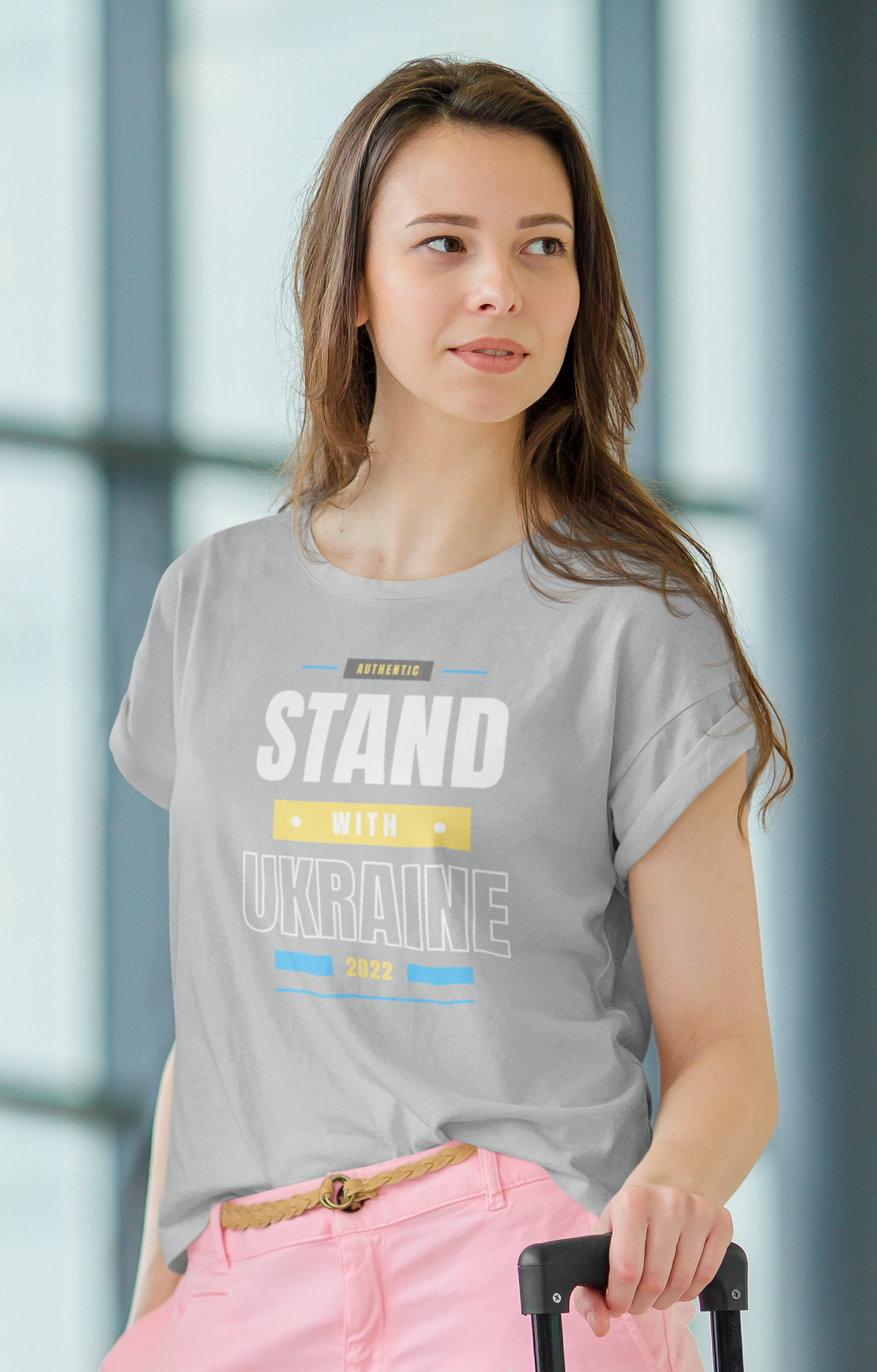 Stoppa kriger i Ukraina. I Stand With Ukraine. T-Shirt Dam