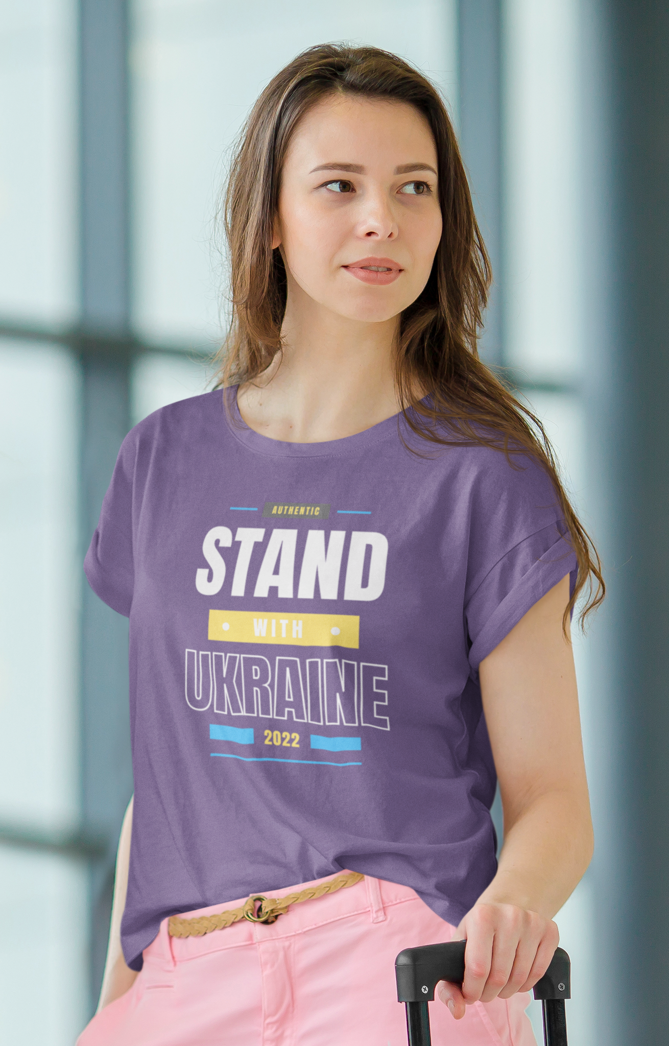 Stoppa invasionen av Ukraina. Tshirt med tryck Stand With Ukraine