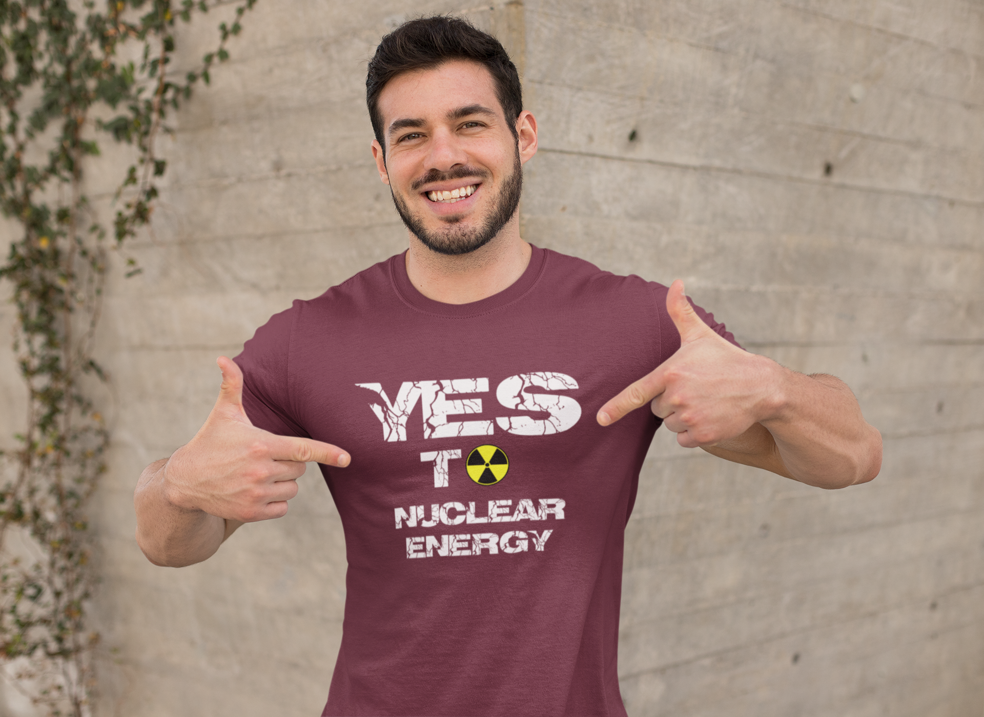Nej till vindkraft Ja till kärnkraft, T-Shirt herr Yes To Nuclear Energy, T-Shirt med unika motiv
