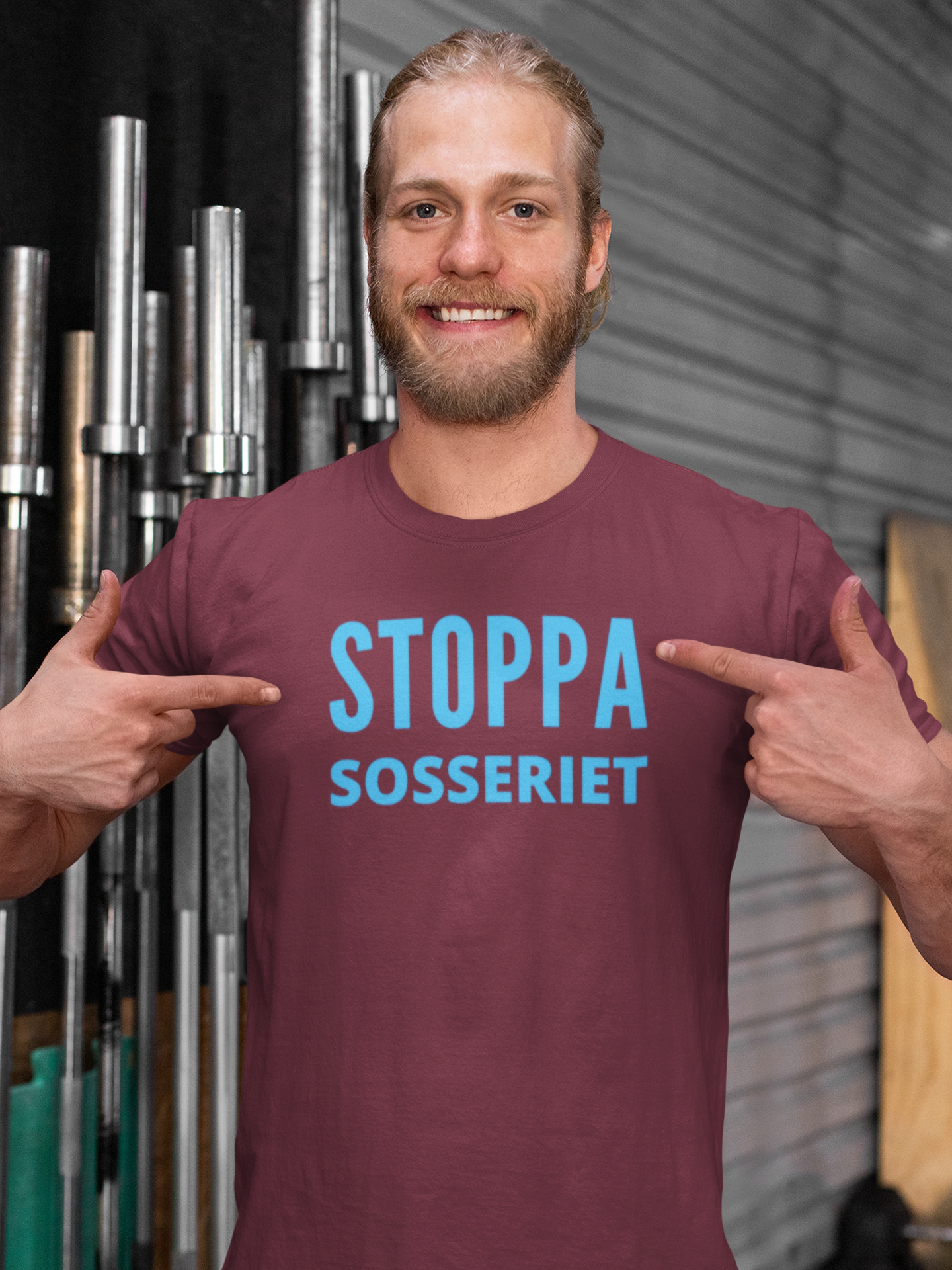 T-Shirt Herr/Män. Tröja med stort tryck STOPPA SOSSERIET, Politiska T-Shirts, Tshirt med politiskt budskap
