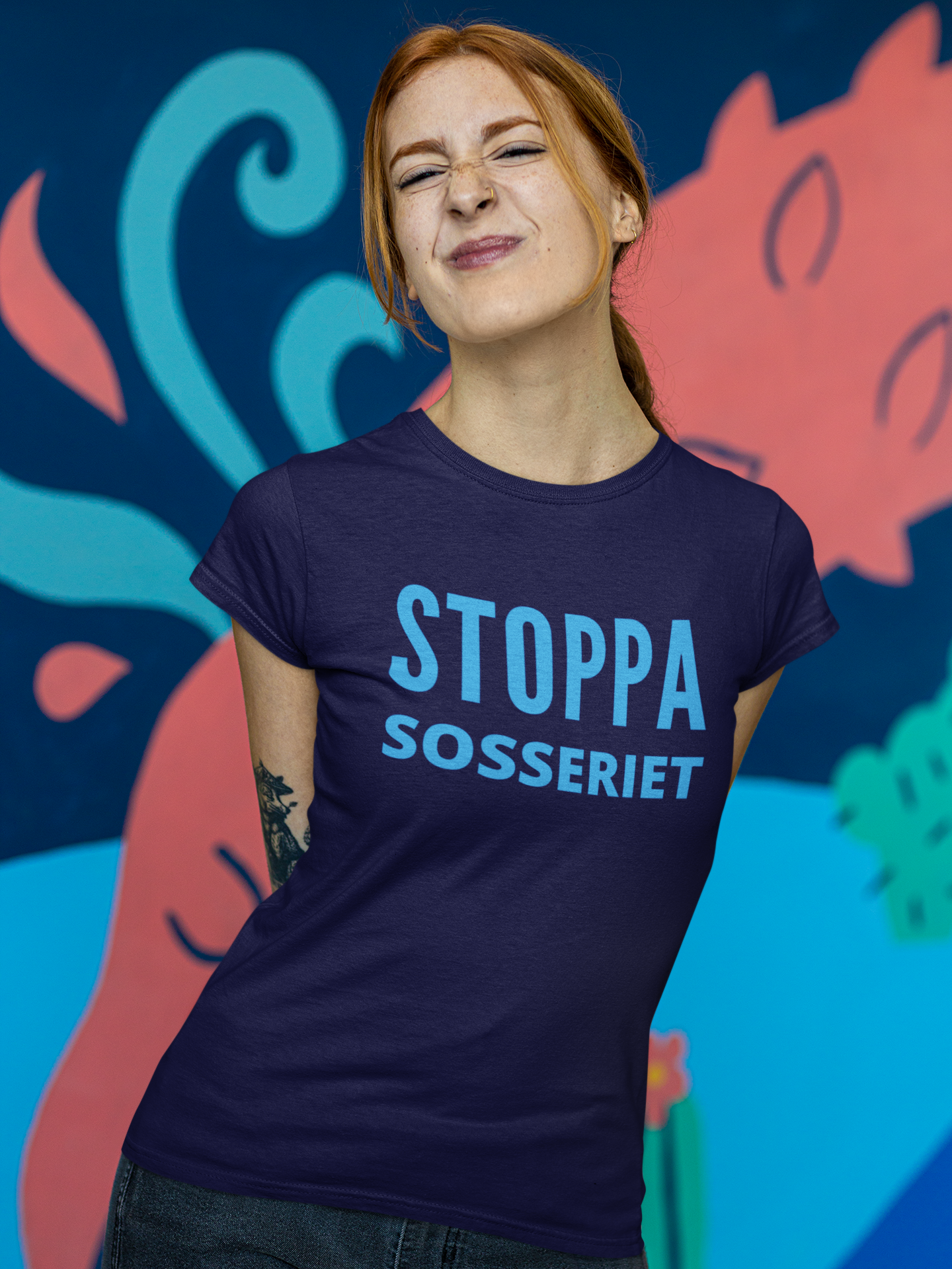 Politisk T-Shirt Stoppa Sosseriet, Tshirt Dam, Sverigedemokraterna, SD Butik