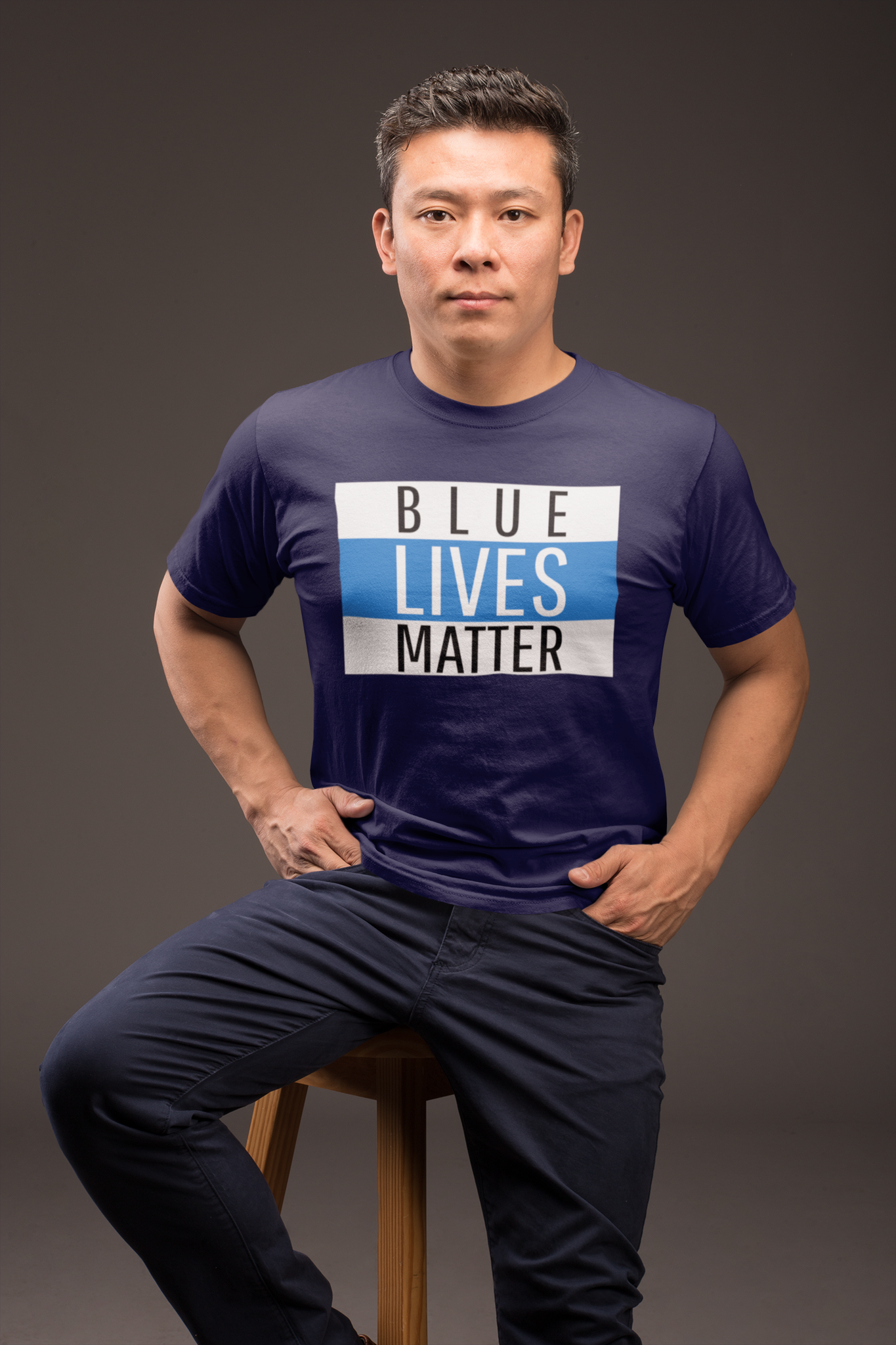 Support vår blåljuspersonal, Tshirt med tryck Blue lives matter
