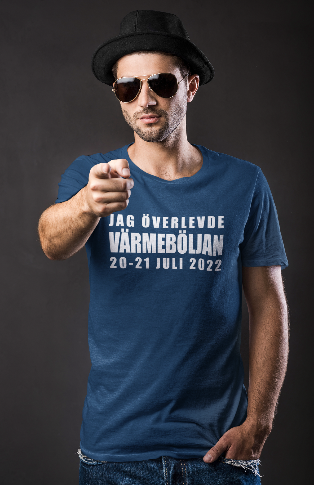T-Shirt Herr Jag Överlevde Värmeböljan Juli 2022