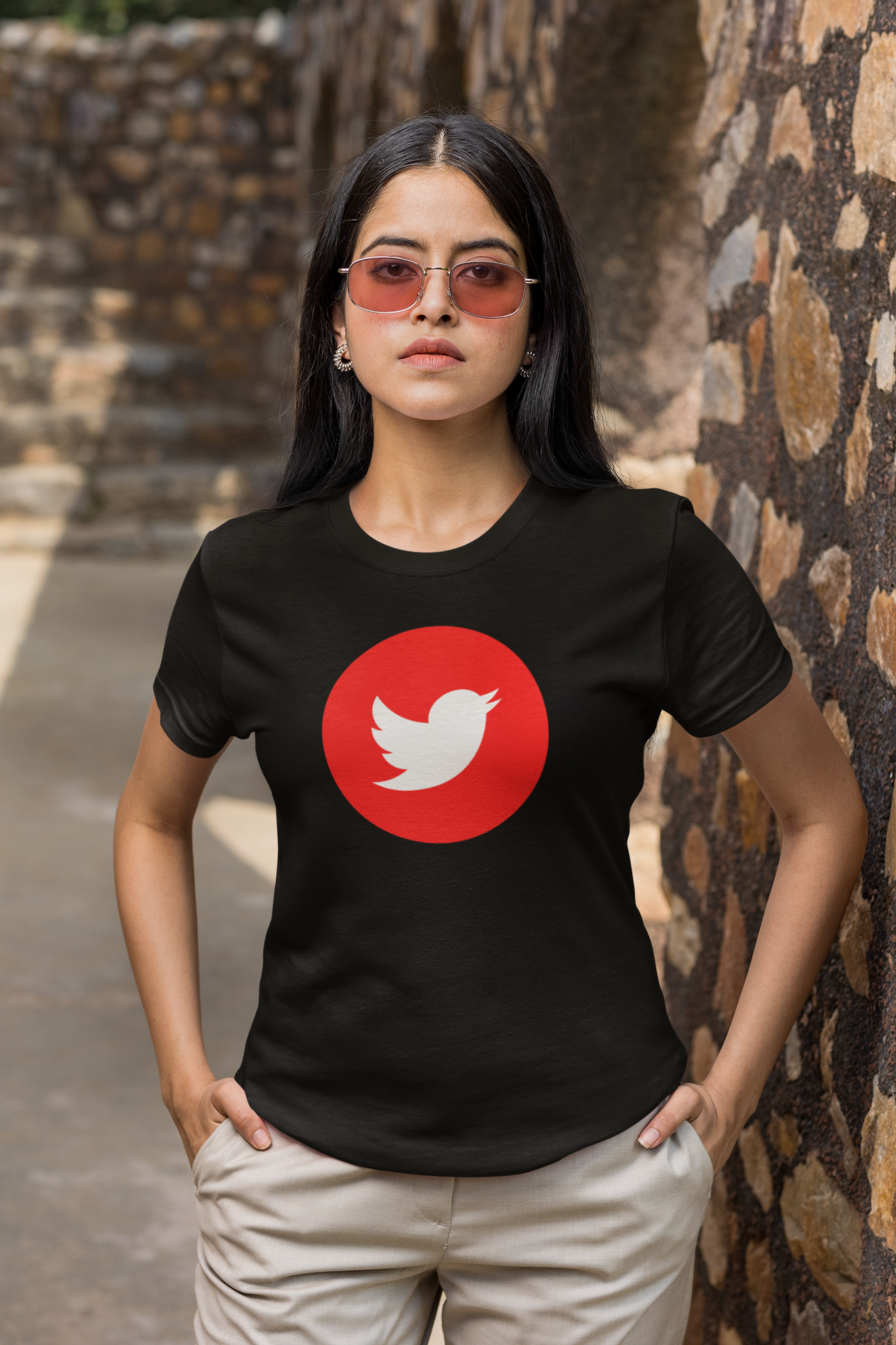 Twitter Red/White T-Shirt  Dam